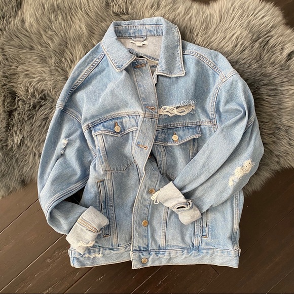 SOLD! TOPSHOP Oversized Ripped Denim Jacket - Picture 3 of 9